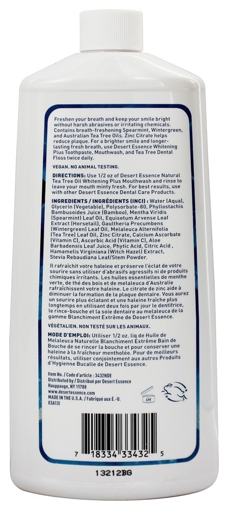 Natural Chá árvore óleo Branqueamento Mais Bochechos Legal Hortelã - 16 fl. oz. Desert Essence - Imagem 2