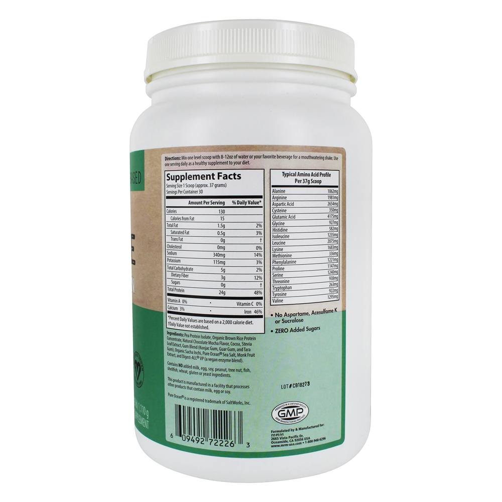 Alisar Vegetariano Elite Vegan Atuação Proteína Pó Chocolate ágata - 2.4 lbs. MRM - Imagem 2