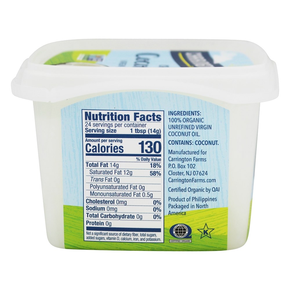 Banheira De Óleo De Coco Virgem Orgânica Não Refinada - 12 fl. oz. Carrington Farms - Imagem 2