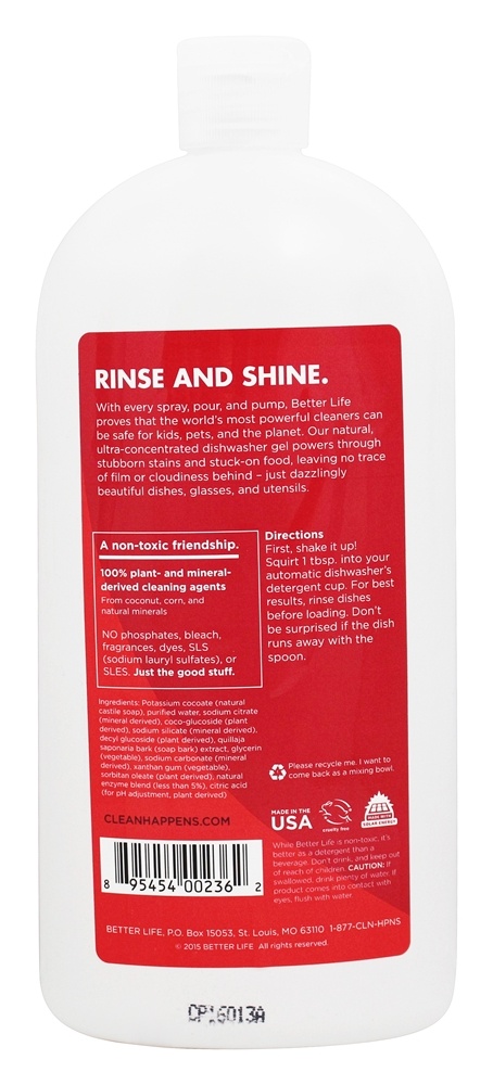 Gel de Lavar Louça Naturalmente Esmagado 60 - 30 fl. oz. Better Life - Imagem 2