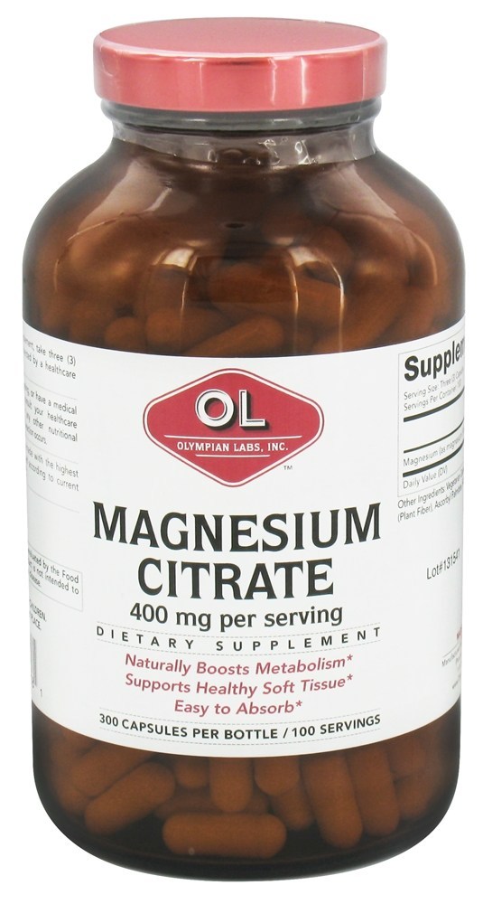 Citrato de Magnésio 400 mg. - Cápsulas 300 Olympian Labs