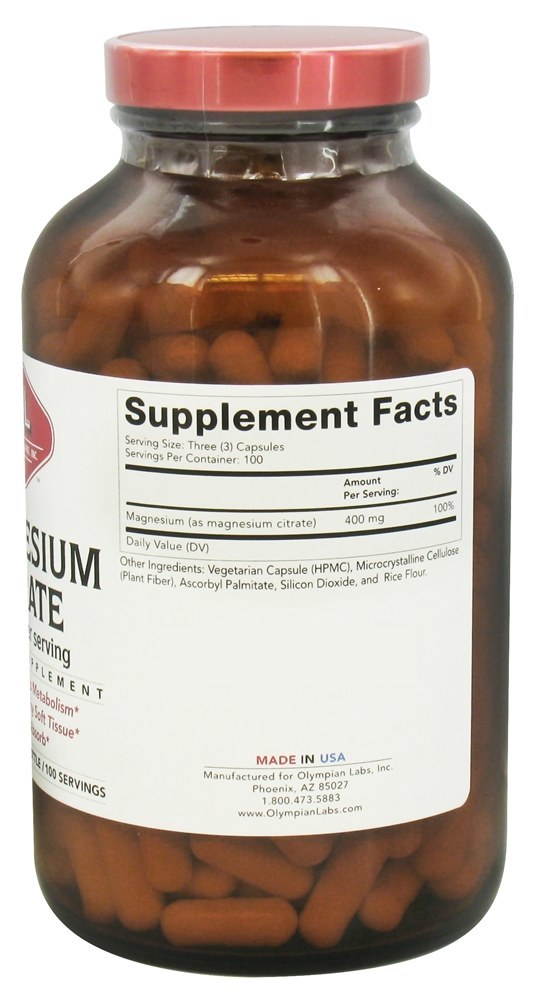 Citrato de Magnésio 400 mg. - Cápsulas 300 Olympian Labs - Imagem 2
