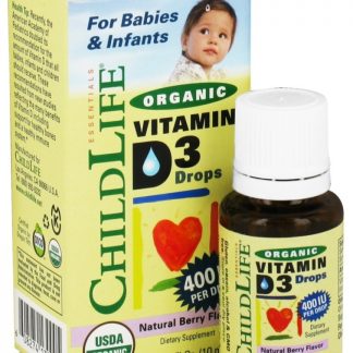 Vitamina D3 Líquido Gotas Baga Orgânica 400 IU - 10 ml. Child Life Essentials