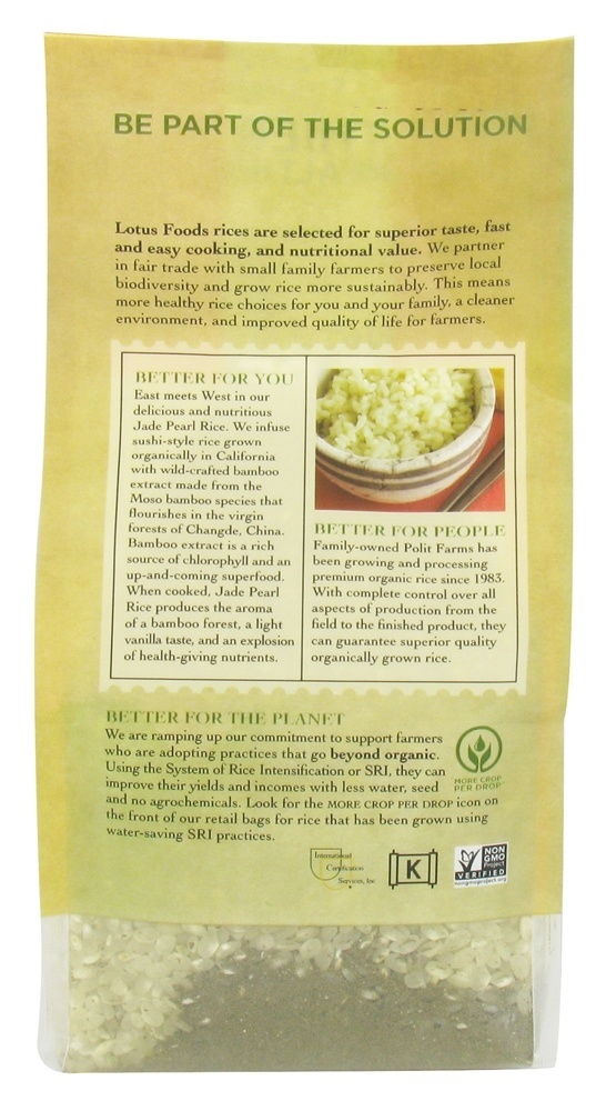Arroz de Pérola de Jade Orgânico - 15 oz. Lotus Foods - Imagem 3
