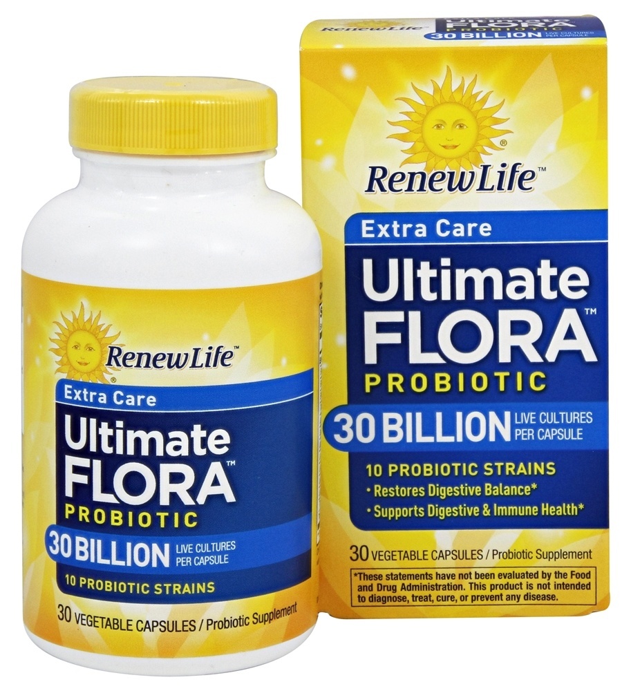 Ultimate Flora Probiótico Cuidado Extra 30 Bilhões de UFC - Cápsulas 30 Renew Life