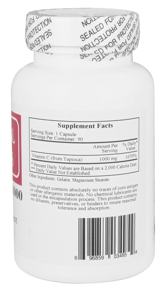 Vitamina C1000 da Tapioca 1000 mg. - Cápsulas 90 (anteriormente Cardiovascular Research ) Ecological Formulas - Imagem 2