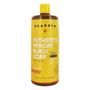 Sabonete Preto Africano Autêntico All-In-1 com Manteiga de Karité Não Refinada sem perfume - 32 fl. oz. Alaffia
