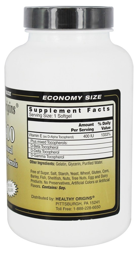 Vitamina E 400 UI - 360 Softgels Healthy Origins - Imagem 2