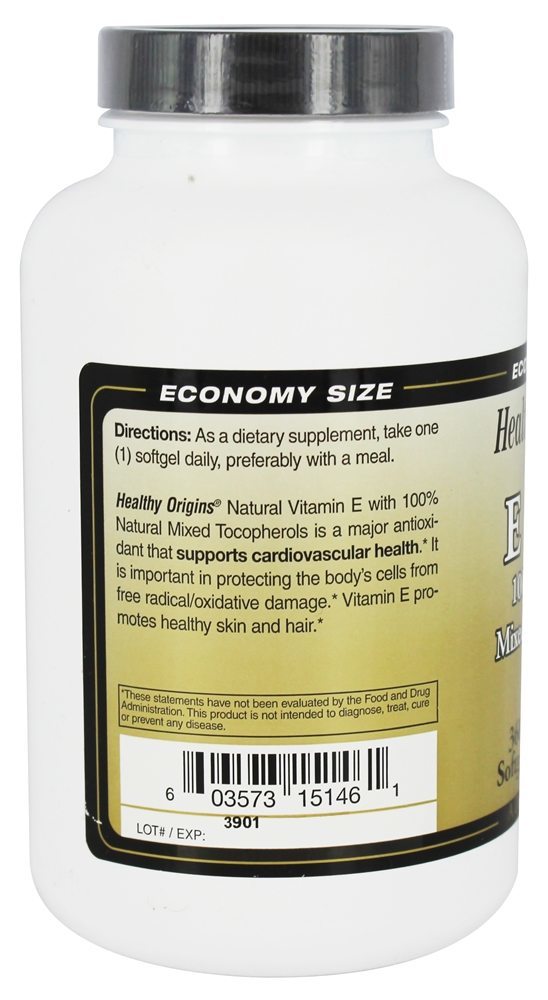 Vitamina E 400 UI - 360 Softgels Healthy Origins - Imagem 3