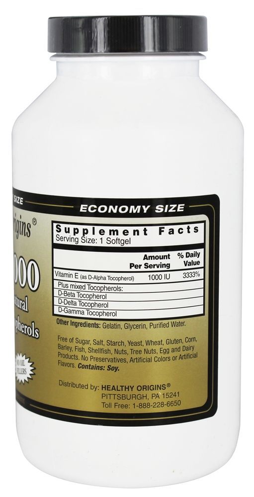 Vitamina E 1000 UI - 240 Softgels Healthy Origins - Imagem 2