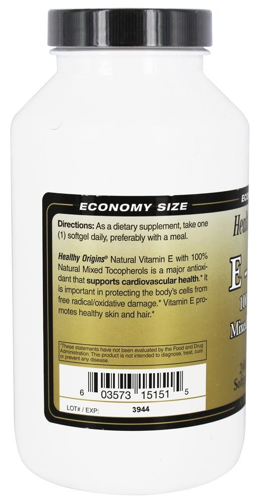 Vitamina E 1000 UI - 240 Softgels Healthy Origins - Imagem 3