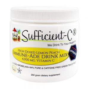 Mistura de Bebida Imune-Ade com Pêssego de Limão e Vitamina C de Alta Dose 4000 mg. - 250 Gramas Sufficient-C