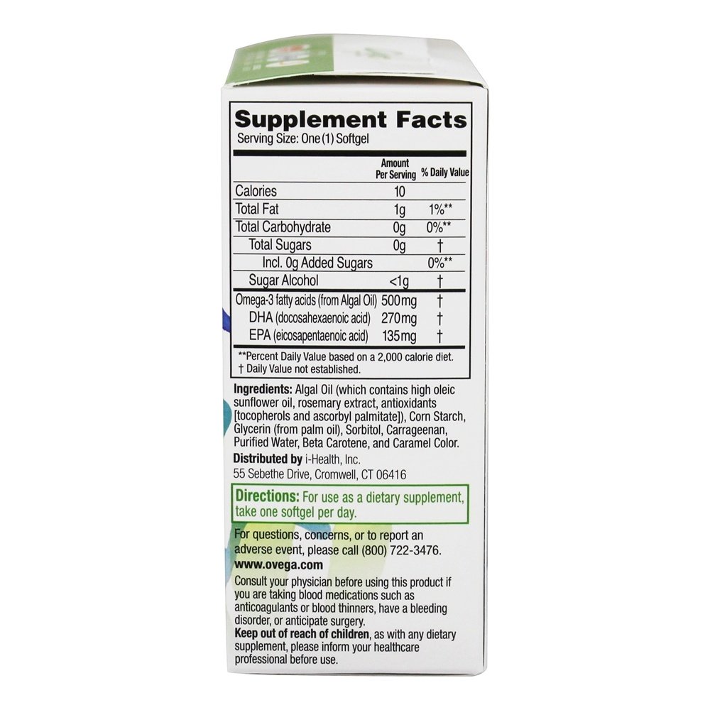 Omega-3 DHA + EPA 500 mg. - 30 Cápsulas Vegetarianas Ovega-3 - Imagem 2