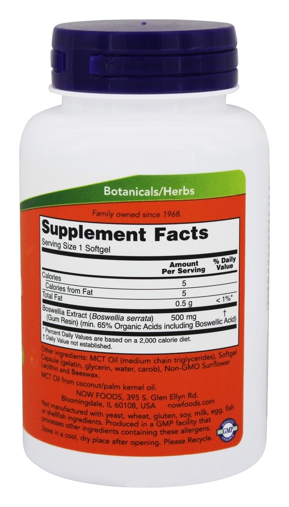 Resposta Imunitária Balanceada de Extrato de Boswellia 500 mg. - 90 Softgels NOW Foods - Imagem 2