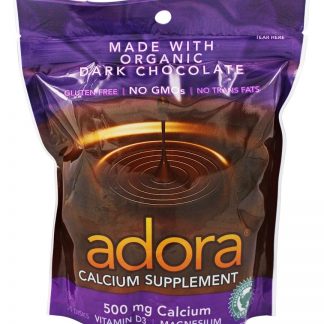 Suplemento de Cálcio de Chocolate Amargo Orgânico 500 mg. - 30 Contagem Adora
