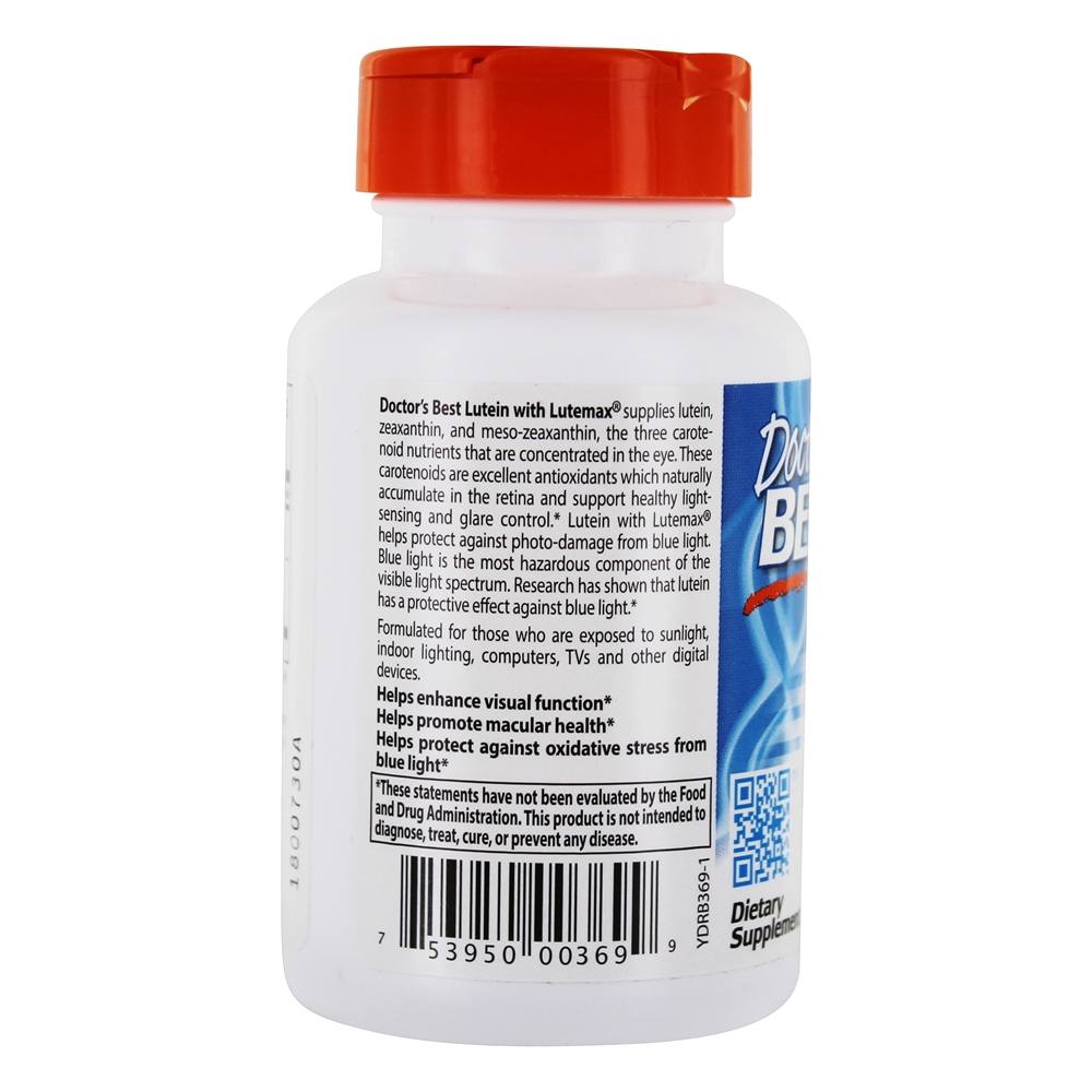Luteína com Lutemax 20 mg. - 60 Softgels Doctor's Best - Imagem 3
