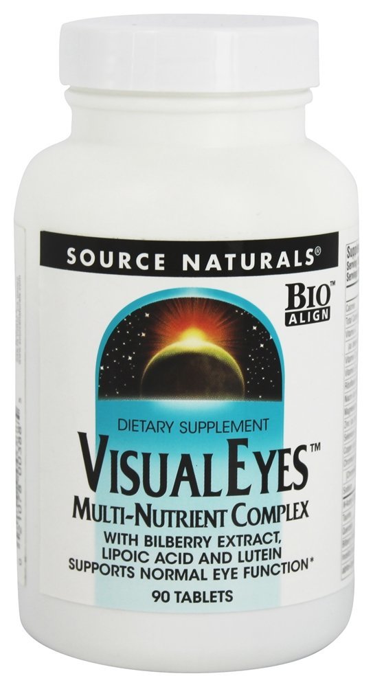 Visual Eyes Multi-Nutrientes Complexo com Extrato de Mirtilo, Ácido Lipoico e Luteína - 90 Tablets Source Naturals