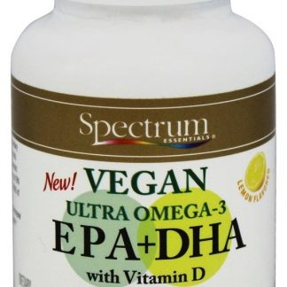 Vegan Ultra Omega-3 EPA + DHA com Vitamina D Sabor Limão - 60 Softgels Spectrum Essentials