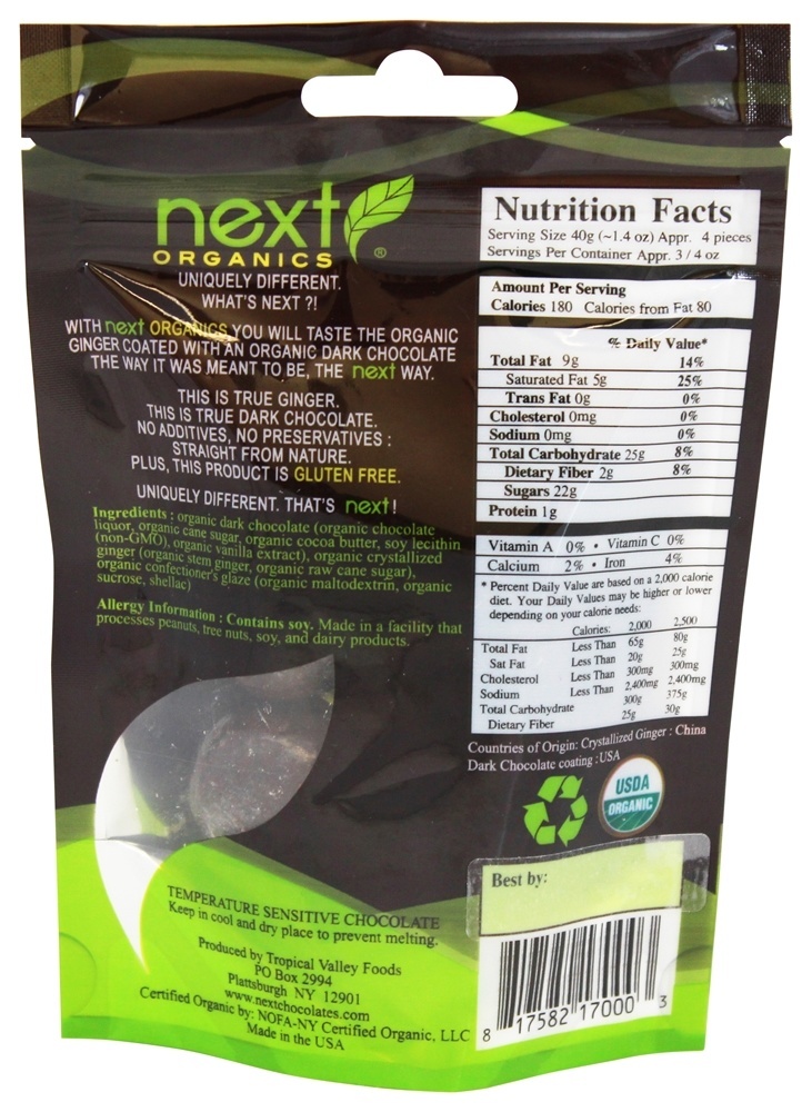Gengibre De Chocolate Escuro - 4 oz. Next Organics - Imagem 2