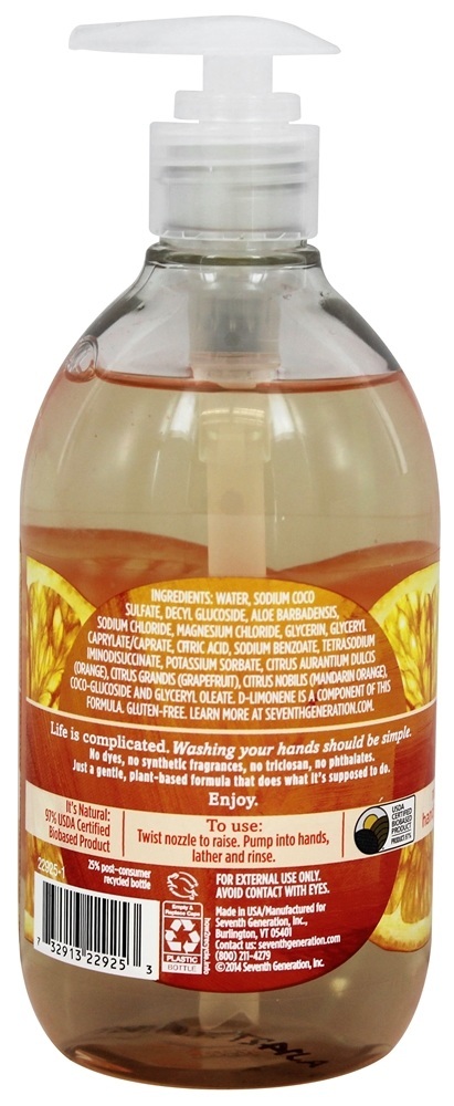 Tangerina Natural Mão Toranja e Toranja - 12 fl. oz. Seventh Generation - Imagem 2