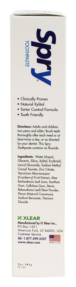 Spry Anti-Plaque & Tartar Toothpaste Canela Controle - 5 oz. Xlear - Imagem 2