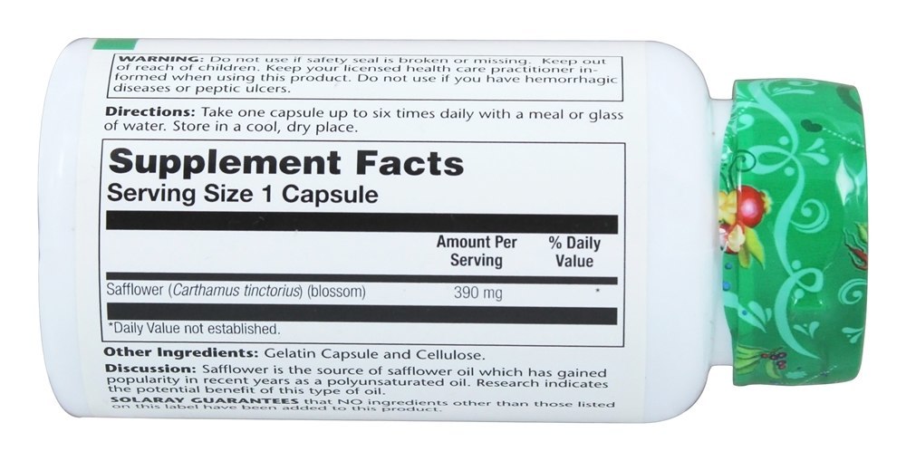 Cártamo 390 mg. - Cápsulas 100 Solaray - Imagem 2
