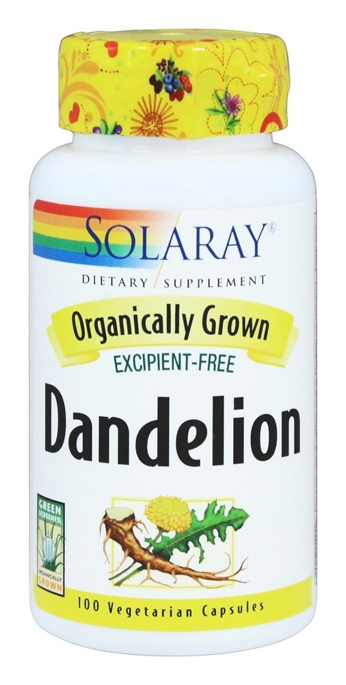 Dandelion organicamente crescido - Cápsulas vegetarianas 100 Solaray