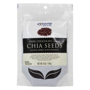 Sementes de Chia cobertas com chocolate preto - 6 oz. Extreme Health USA