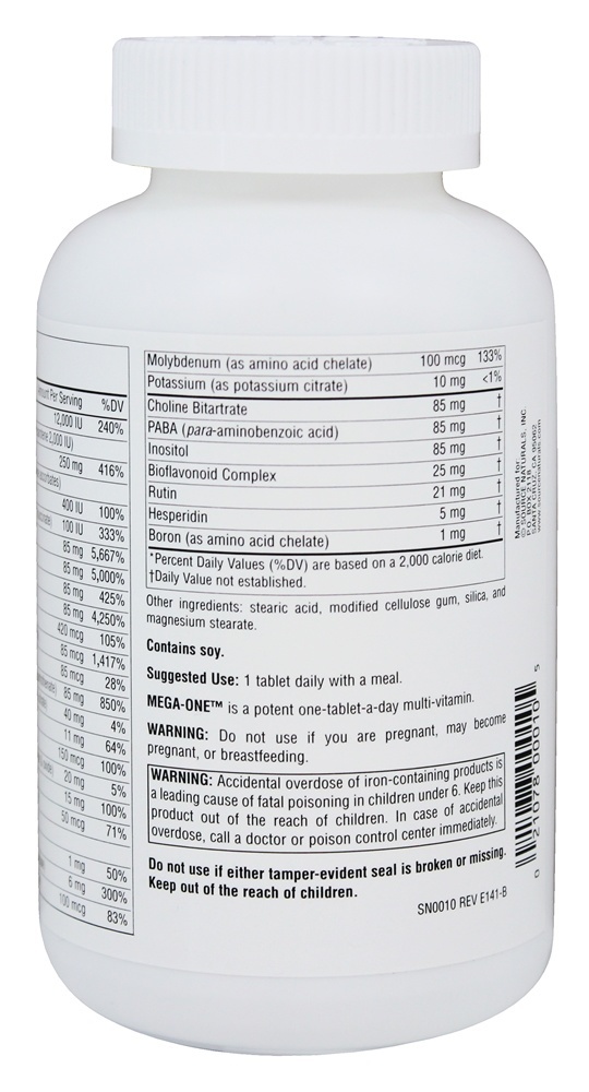 Mega-uma alta potência multi-vitamina com minerais - 180 Tablets Source Naturals - Imagem 3