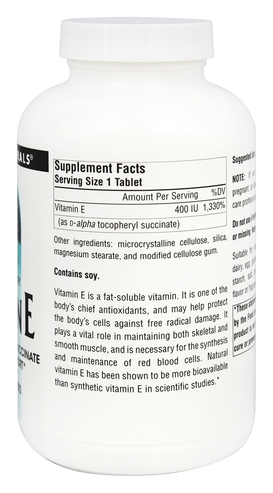 Vitamina E 400 UI - 250 Tablets Source Naturals - Imagem 2