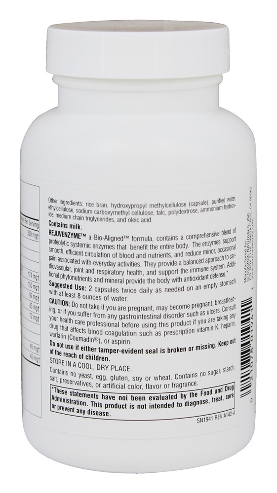 RejuvenZyme - Cápsulas 120 Source Naturals - Imagem 3