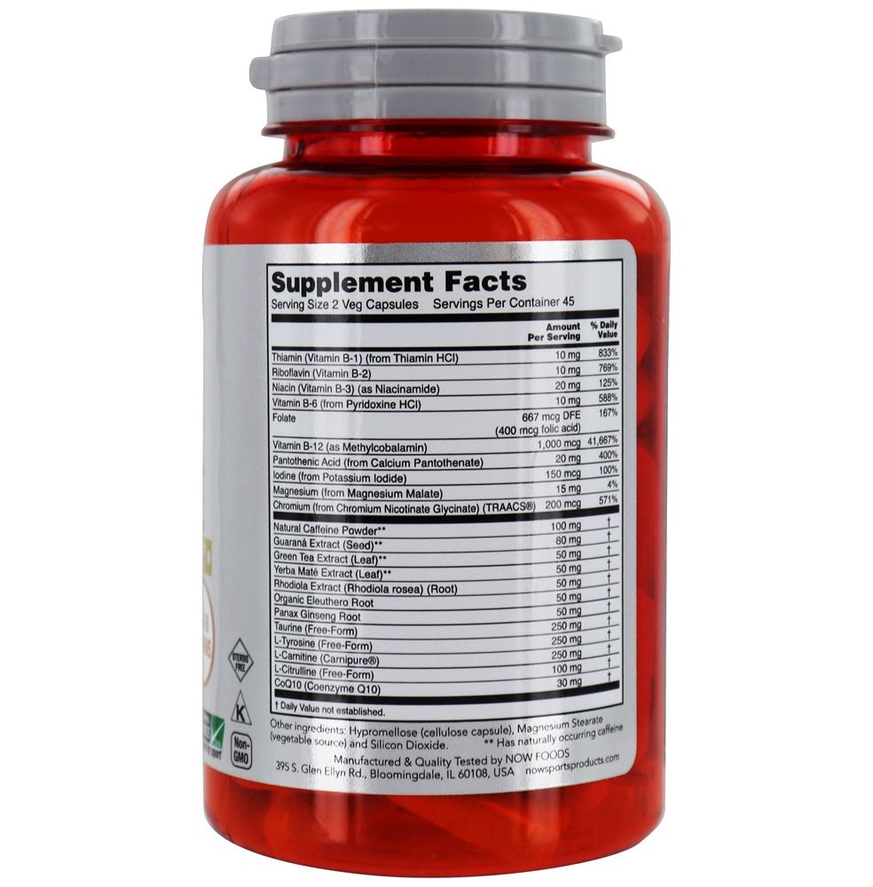 NOW Sports Energy Extreme - 90 Cápsula (s) vegetal (s) NOW Foods - Imagem 3