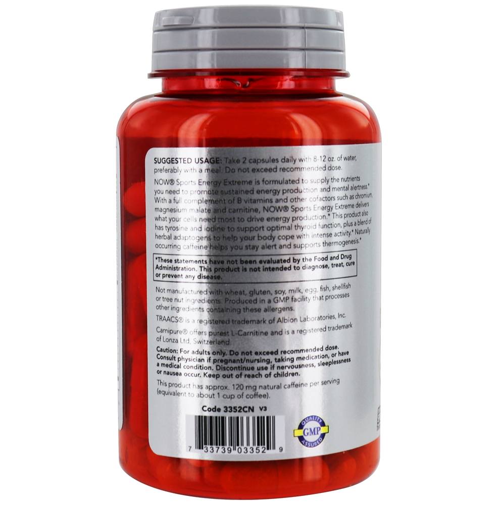 NOW Sports Energy Extreme - 90 Cápsula (s) vegetal (s) NOW Foods - Imagem 4