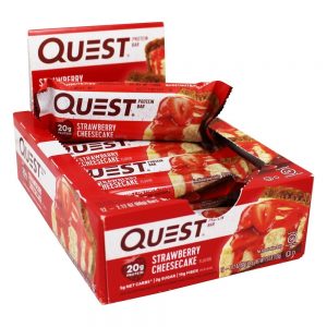 Barra de Proteína da Quest Bares de Morango Cheesecake de Morango - 12 Barras Quest Nutrition