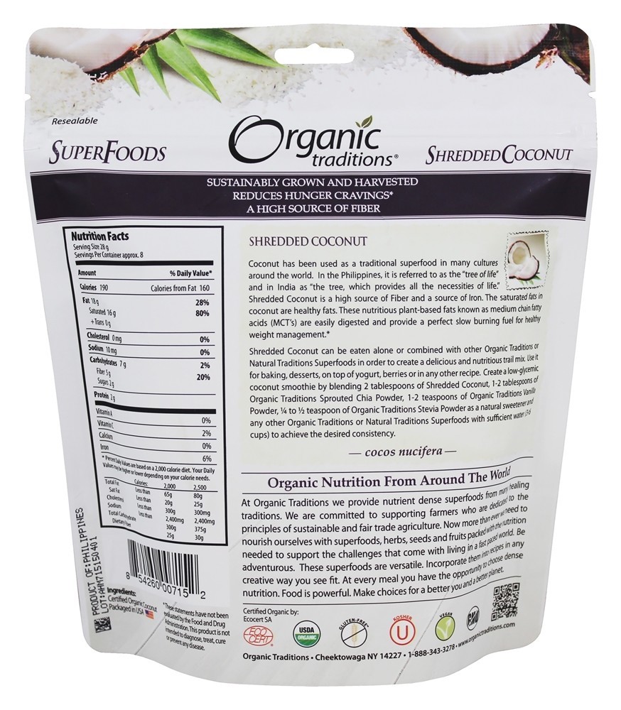 Coco ralado - 8 oz. Organic Traditions - Imagem 2