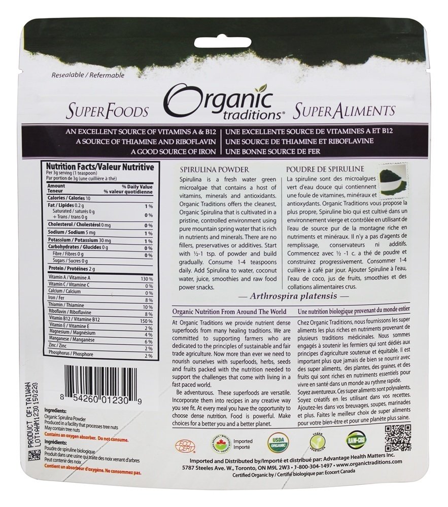 Spirulina Em Pó - 5.3 oz. Organic Traditions - Imagem 2