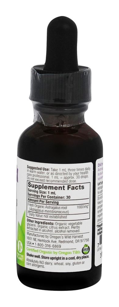 Astragalus extrato sem álcool orgânico - 1 fl. oz. Oregon's Wild Harvest - Imagem 2