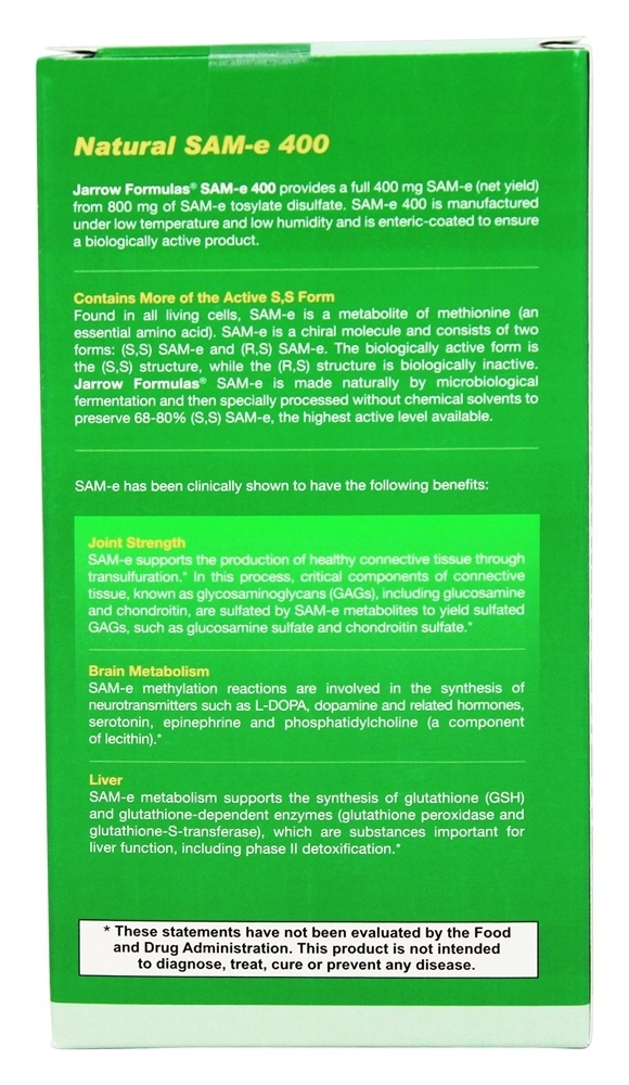 SAM-e 400 - 60 Tablets Jarrow Formulas - Imagem 3