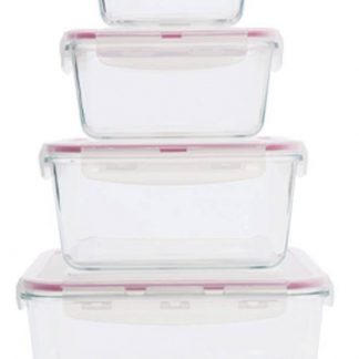 Recipientes de armazenamento de vidro Glaslife Conjunto retangular GLR04SN - 4 Peça (s) TriBest