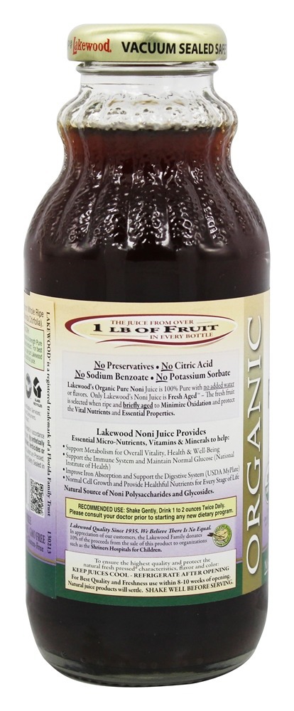 Orgânico Pure Suco Noni Super Fruto - 12.5 fl. oz. Lakewood - Imagem 3