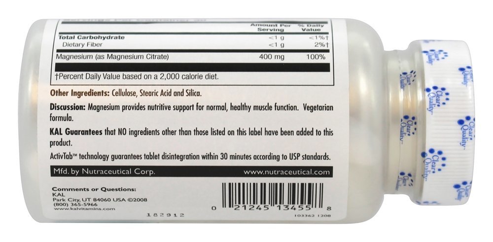 Citrato de Magnésio 400 mg. - 60 Tablets Kal - Imagem 3