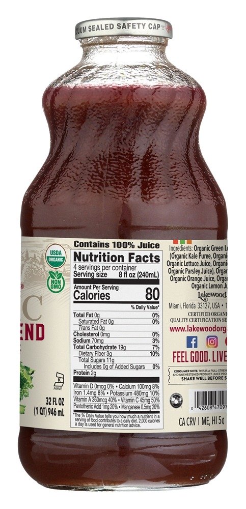 Orgânico fresco pressionado suco de mistura de couve e beterraba - 32 fl. oz. Lakewood - Imagem 2