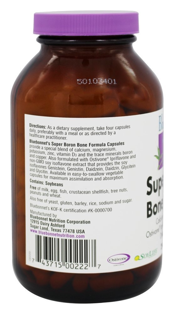 Fórmula de osso de super boro - Cápsulas vegetarianas 240 Bluebonnet Nutrition - Imagem 3