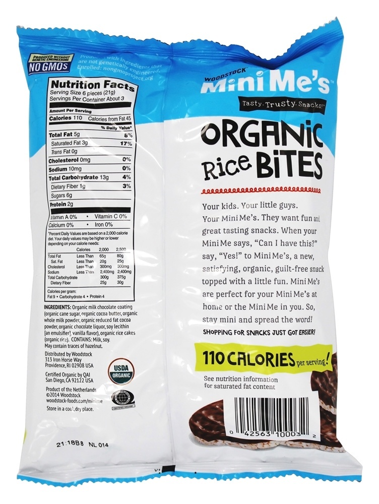 Arroz Orgânico Mordida De Chocolate De Leite - 2.1 oz. Woodstock Mini Me's - Imagem 2