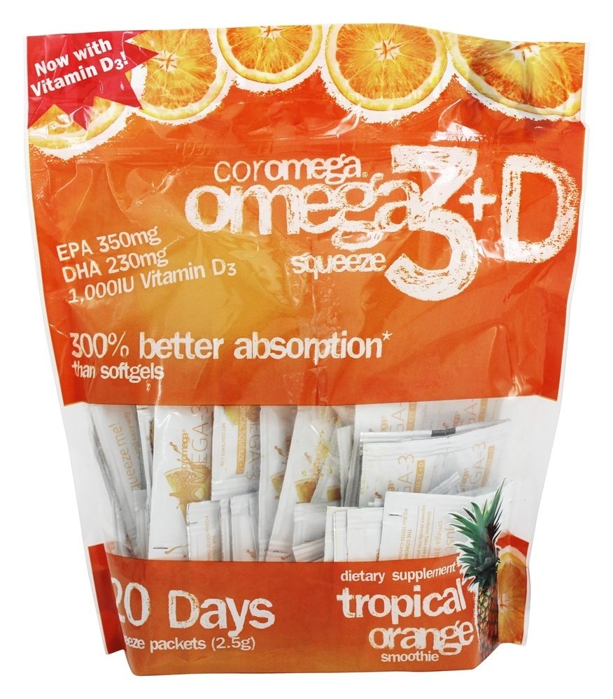 Omega -3 + D Aperte o Smoothie de Laranja Tropical - 120 Pacotes (s) Coromega