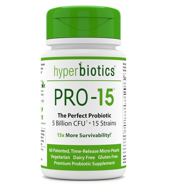 Probiótico perfeito Pro-15 5 bilhões de UFC - 60 Micro-pérolas Hyperbiotics