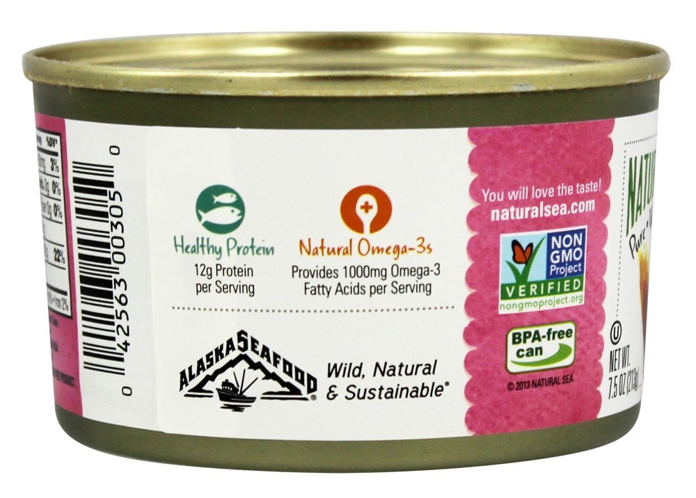 Selvagem Alasca Prêmio Rosa Salmão Não Sal Adicionado - 7.5 oz. Natural Sea - Imagem 3