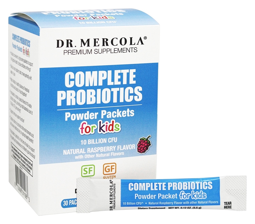 Pó completo de probióticos para crianças com sabor a framboesa natural 10 Bilhões de UFC - 30 Pacotes (s) Dr. Mercola