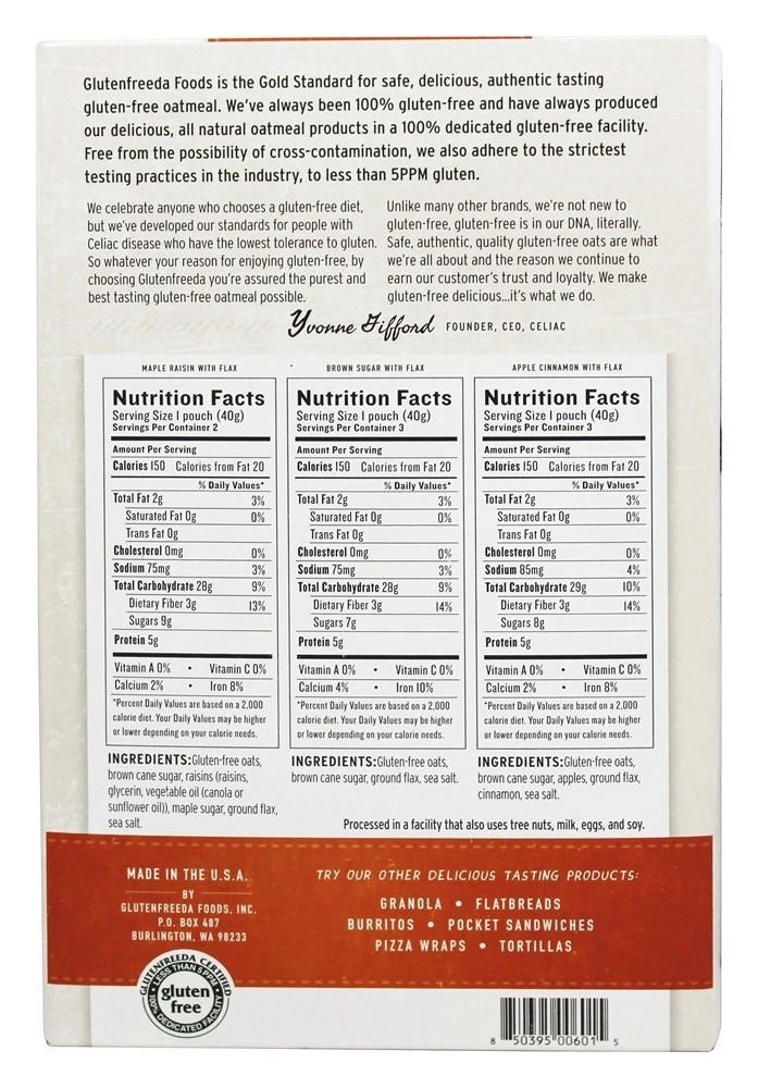 Pacote Instantâneo de Variedade de Aveia - 8 Pacotes (s) Glutenfreeda - Imagem 2