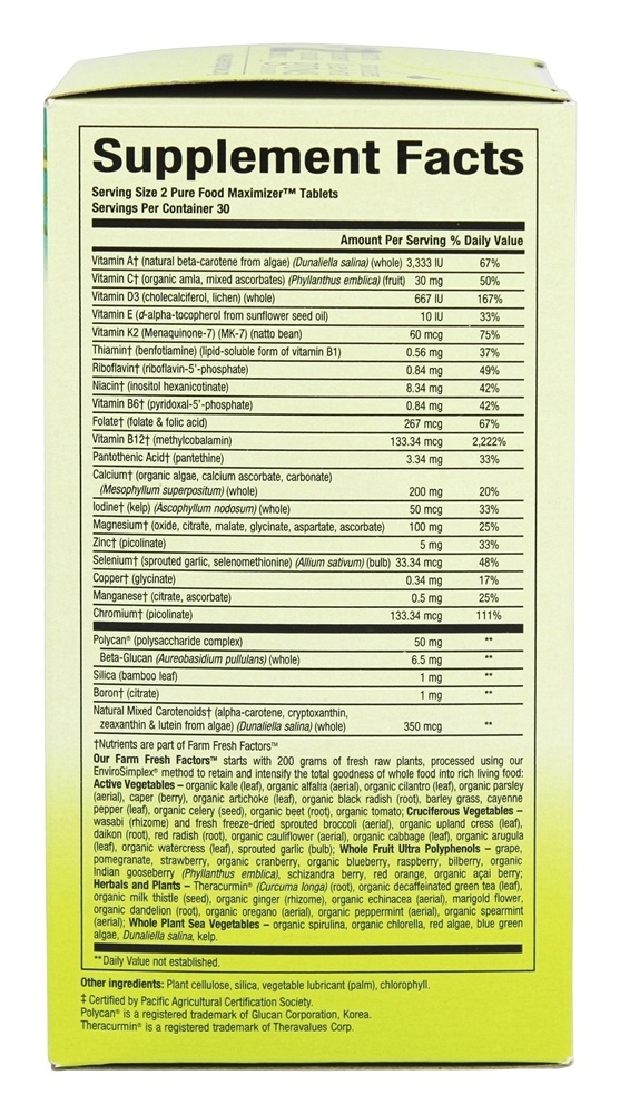 Pure Estrutura Óssea Alimentar Multivitamínico e Mineral - 60 Tablets Whole Earth & Sea - Imagem 2